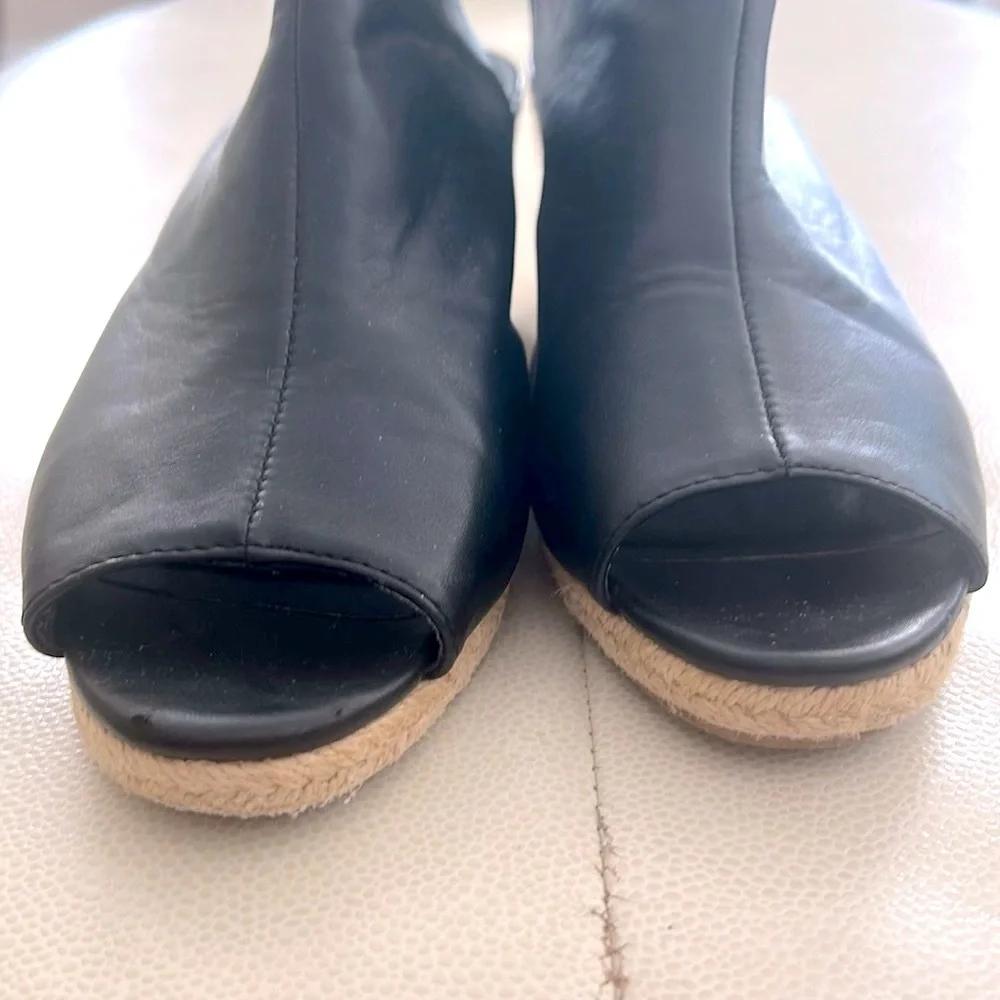 Simply Vera Vera Wang Espadrilles Sandals 7.5 Black Comfort Wedge Stacked Heel